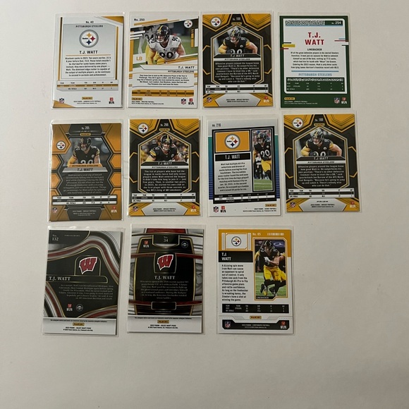 T.J. Watt Defense Pittsburgh Steelers Lot of 11 NFL Football Trading Cards 🏈🔥 - Picture 2 of 2